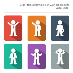 Modern flat icons vector collection with long shadow effect