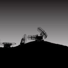 Silhouette military radar dish Vector illustration