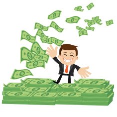 Businesspeople on pile of money cash N7
