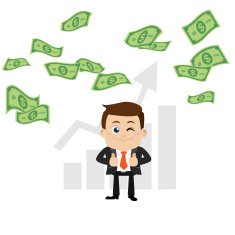 Businesspeople on pile of money cash N16