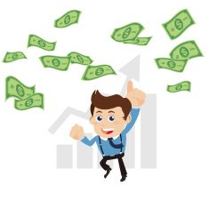 Businesspeople on pile of money cash N18