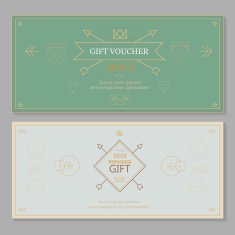 Gift certificate voucher coupon template hipster design line art