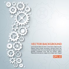 Abstract techno background with white gear wheels