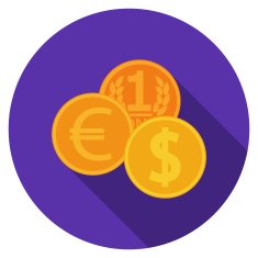 Flat design vector money icon with long shadow isolated N3