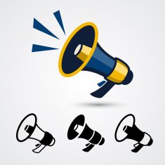 Megaphone signs isolated on white background
