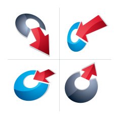 Three-dimensional graphic elements collection with simple arrows N2