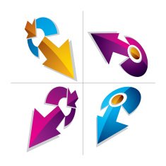 Three-dimensional graphic elements collection with simple arrows N4