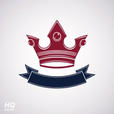 Vector imperial crown with undulate ribbon King regalia design element N3