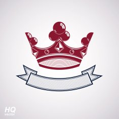 Vector imperial crown with undulate ribbon King regalia design element N4