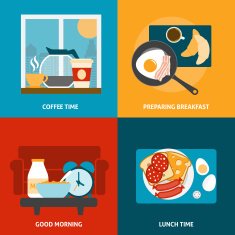Breakfast and lunch icons set