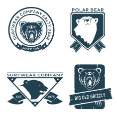 Retro vintage bear head logo vector templates set