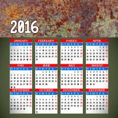 Calendar 2016 template design with header picture starts monday N15