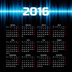 Calendar 2016 template design with header picture starts monday N37
