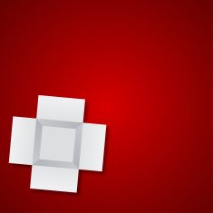 Vector modern open box on red background