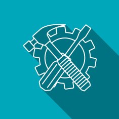 Crossed screwdriver and hammer tools vector