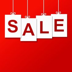 Vector sale paper label isolated on red background