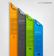Info graphic with colored stripes and bookmarks template