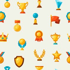 Sport or business seamless pattern with award icons