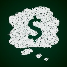 Simple doodle of a money thought bubble