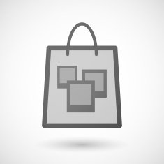 Shopping bag icon with a bunch of photos