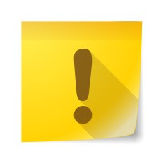 Sticky note icon with an exclamation sign