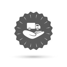 Company vehicles insurance sign Hand hold truck