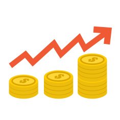 Coin and arrow make money concept