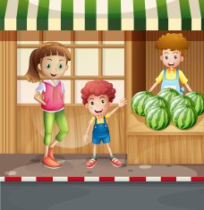 Fruit seller customers