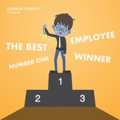 Zombie businessman standing on the podium showing medal Charater vector