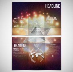 Vector set of tri-fold brochure design template on both