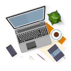 Flat design mockup per office workspace