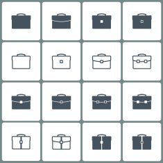 briefcase icons set on the gray background