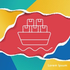 logistics ship line icon