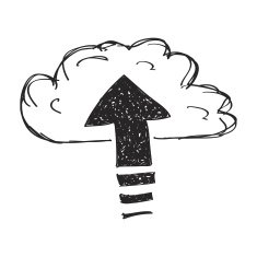 Simple doodle of an upload cloud