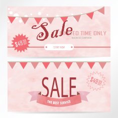Light pink banner with flag