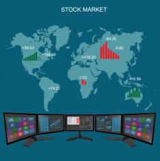 Stock exchange market flat style vector illustration template