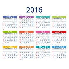 Calendar for 2016 on White Background Week Starts Monday Vector free ...