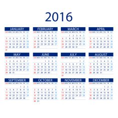 Calendar for 2016 on White Background Week Starts Monday Vector N2 free ...