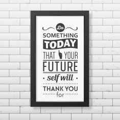 Quote typographical Background in realistic square black frame on the N2