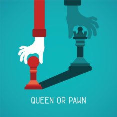 Queen or pawn abstract vector concept in flat style