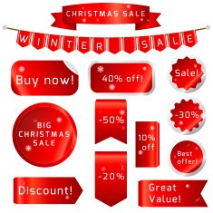 Christmas sale Ribbons Set isolated On White Background