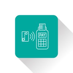 Card paying wirelessly over POS terminal Vector icon