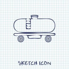 Railroad tank sketch icon