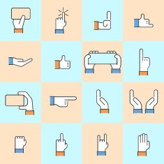Vector modern thin line flat design of hands