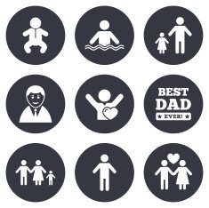 People family icons Swimming pool sign