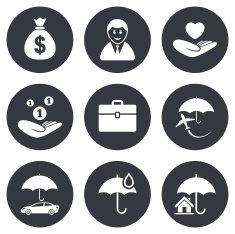 Insurance icons Life Real estate and House