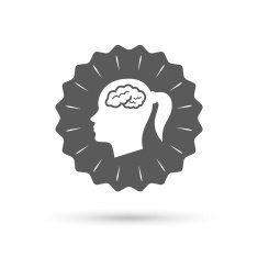 Head with brain sign icon Female woman head
