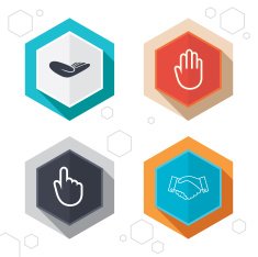 Hand icons Handshake and click here symbols N2