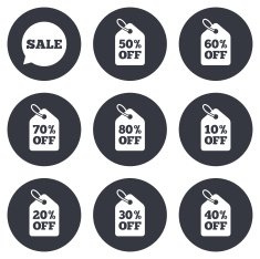 Sale discounts icons Special offer signs