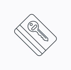Electronic key icon Hotel room card sign